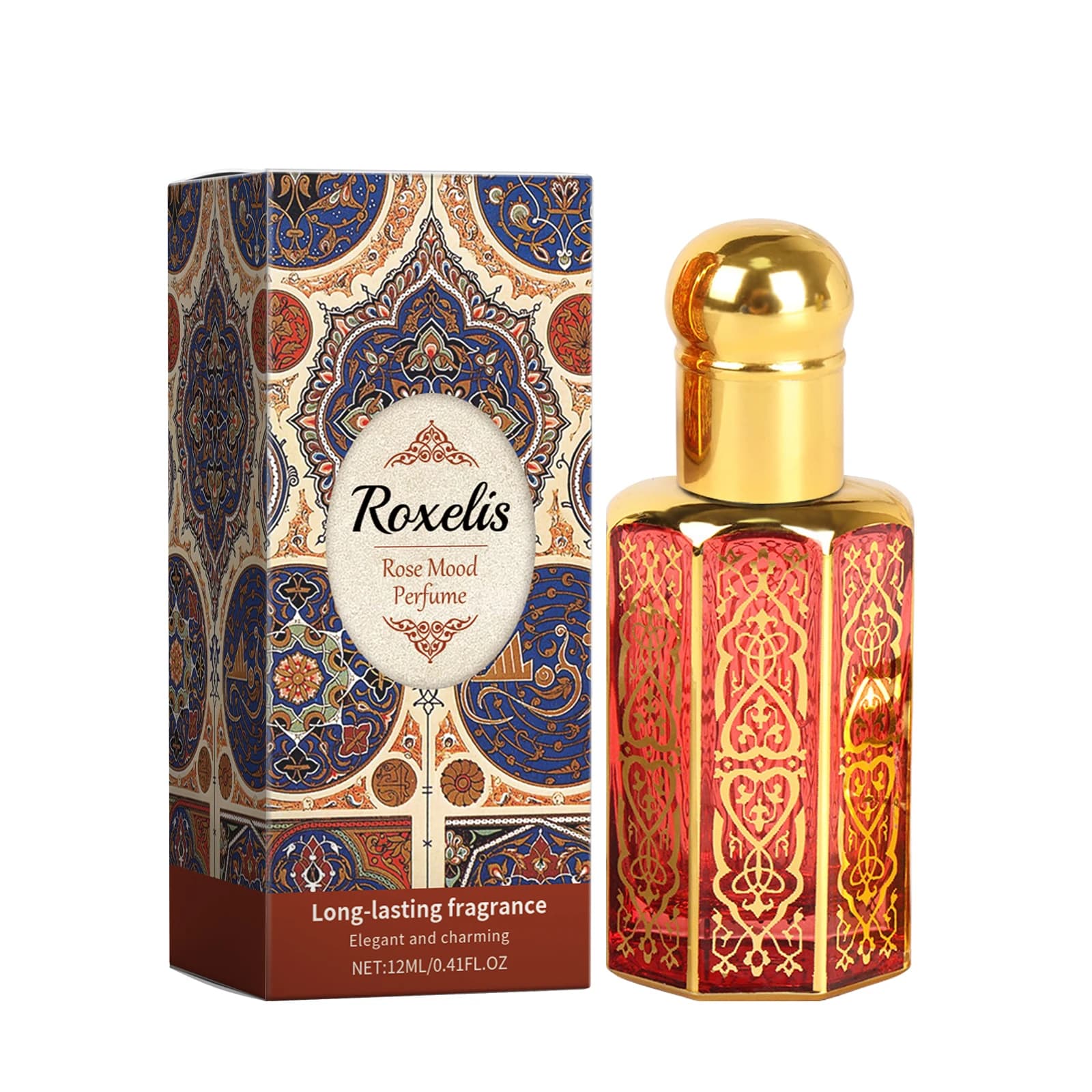 Roxelis 12ml Parfum de style arabe Rose Élégant Naturel Frais Parfum léger Parfum durable Parfum por