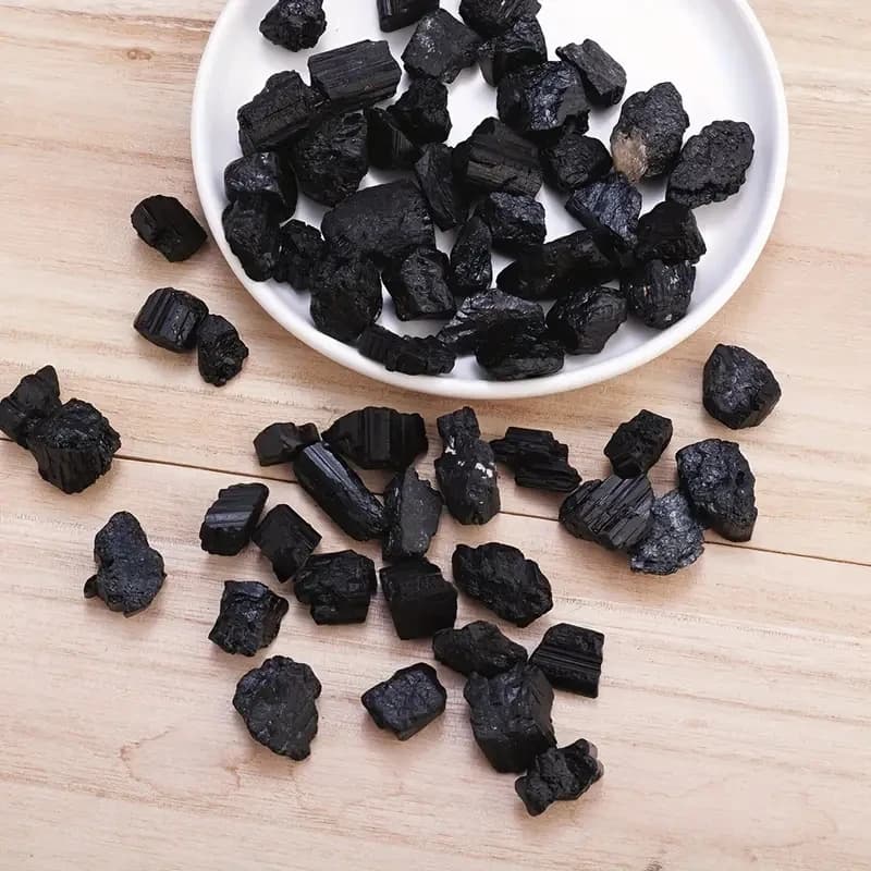 Citronapimen-Tourmaline Noire Naturelle, Minerai Brut Irrégulier de Charbon, 100g par Sac
