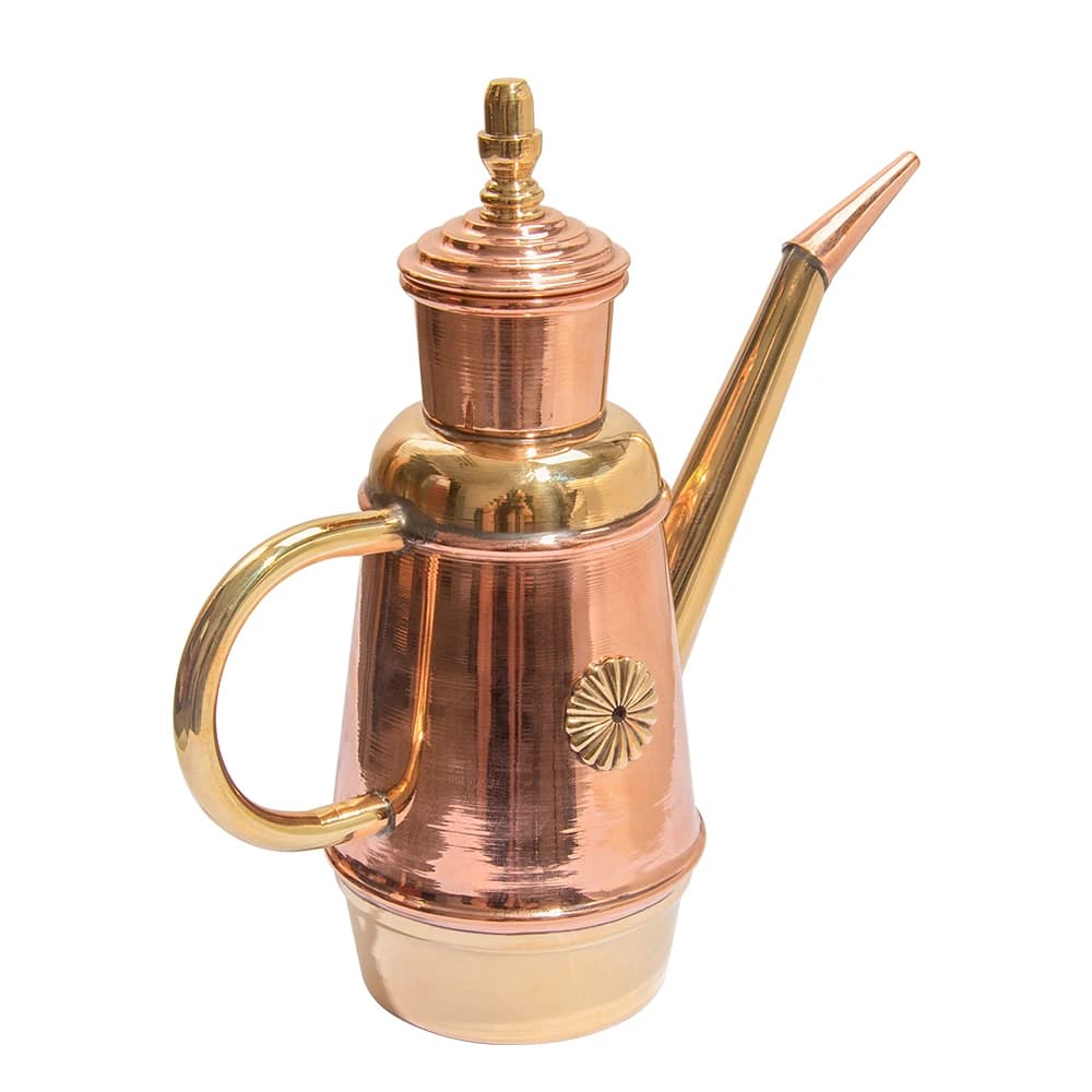 Cadeau de Noël artisanal pur, exquise bouteille d'huile d'olive en cuivre italienne de 450 ml, pot à