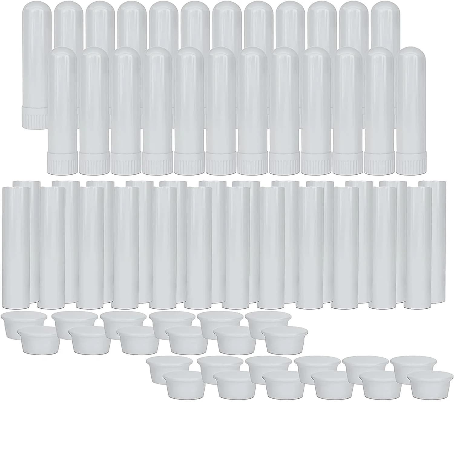 Tubes d'inhalateur nasal blanc d'aromathérapie d'huile essentielle (24 bâtons complets), inhalateurs