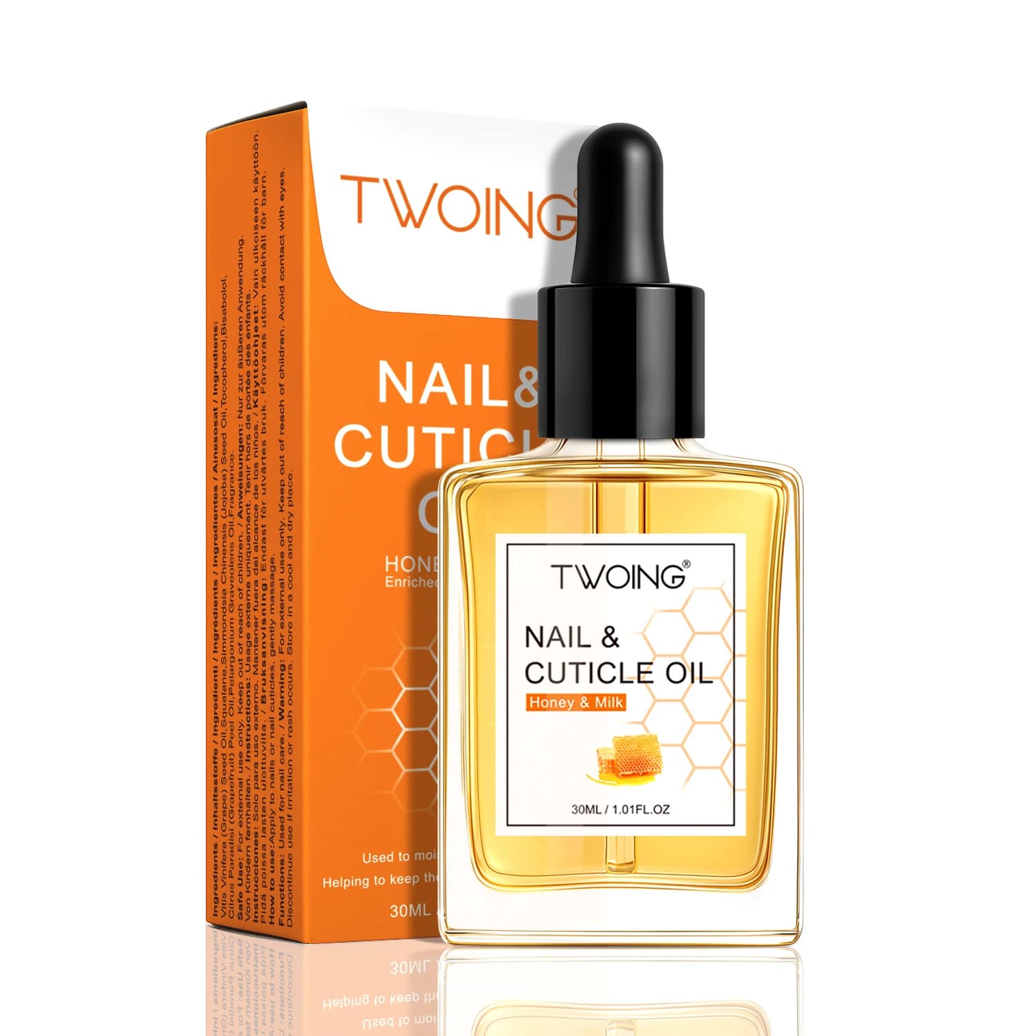 Huile pour cuticules au lait et au miel TWOING - 30 ml, huile hydratante pour ongles et cuticules, p