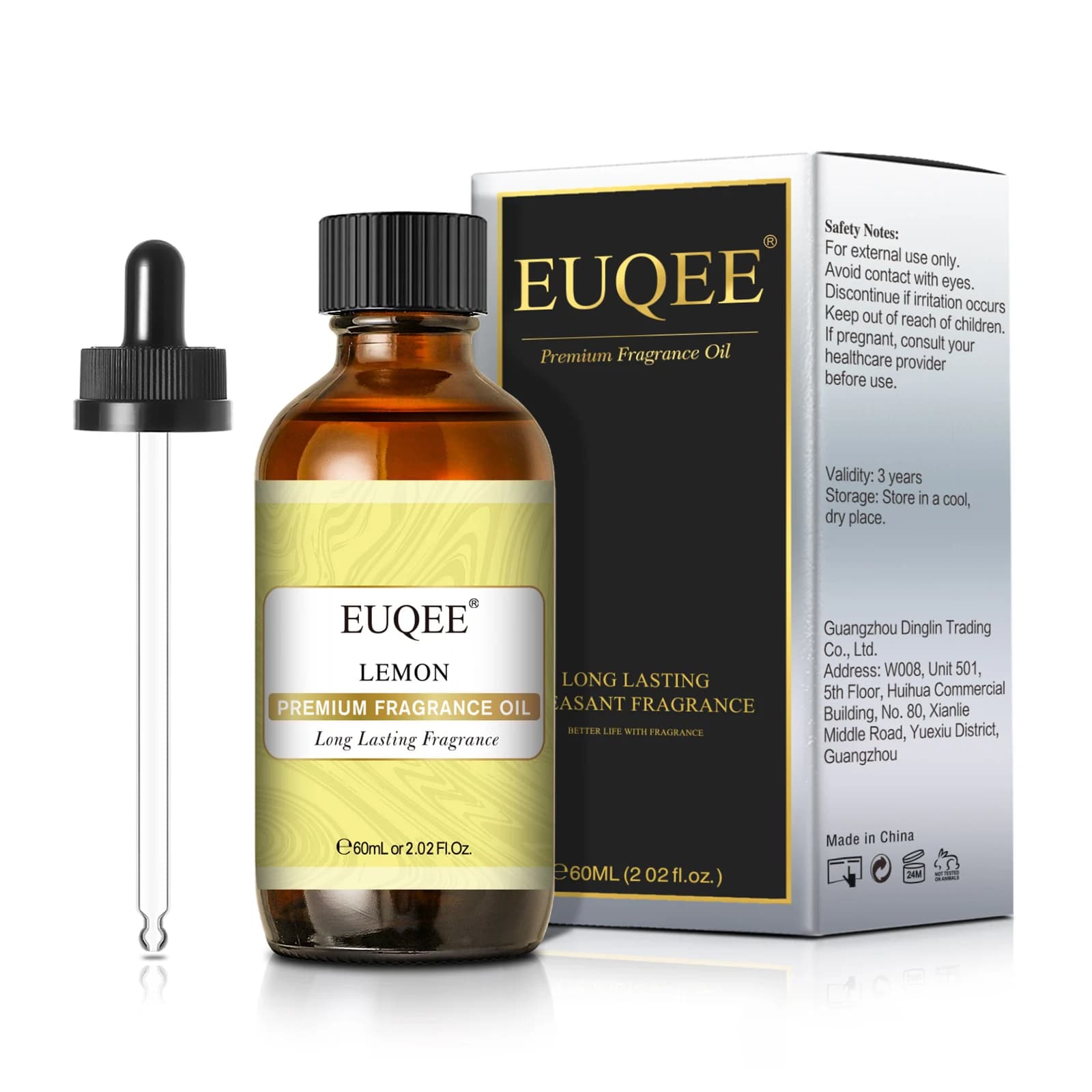 Huiles aromatiques EUQEE 60ml au parfum de cuir, café, noix de coco et vanille fraise pour diffuseur