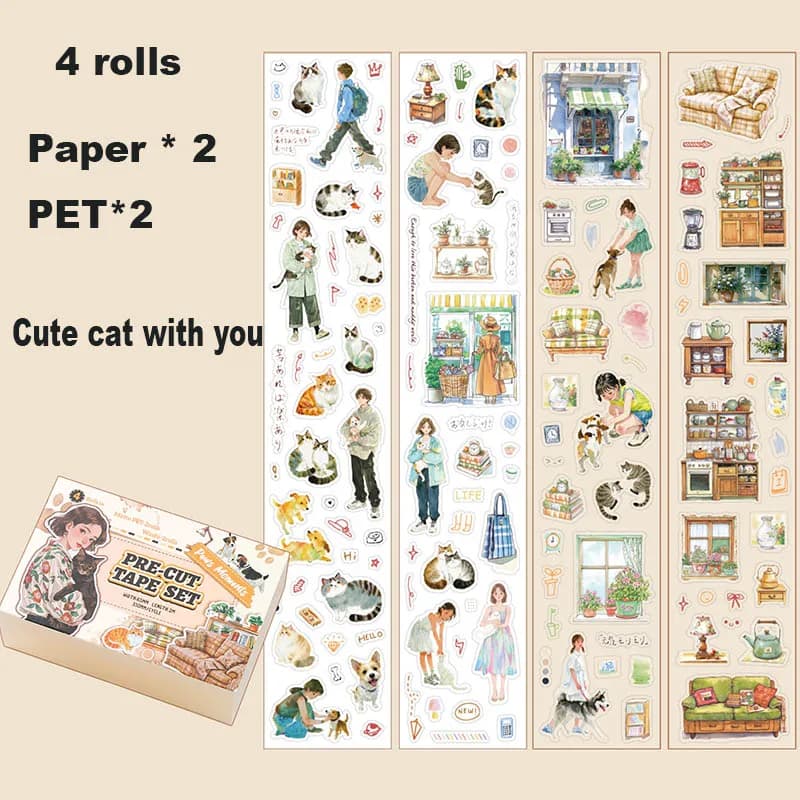 4 rouleaux/boîte-INS enregistre un beau thème de la vie de loisirs, découpe et papier, ruban PET, ut
