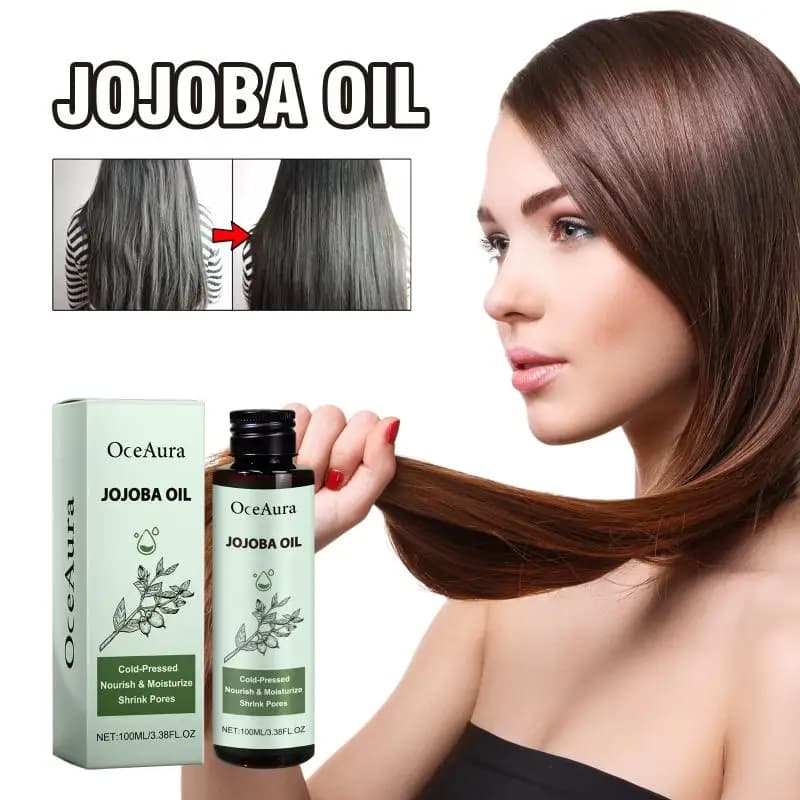 Huile capillaire OceAura Jojoba : Nourrit le cuir chevelu, lisse les frisottis, rehausse la brillanc
