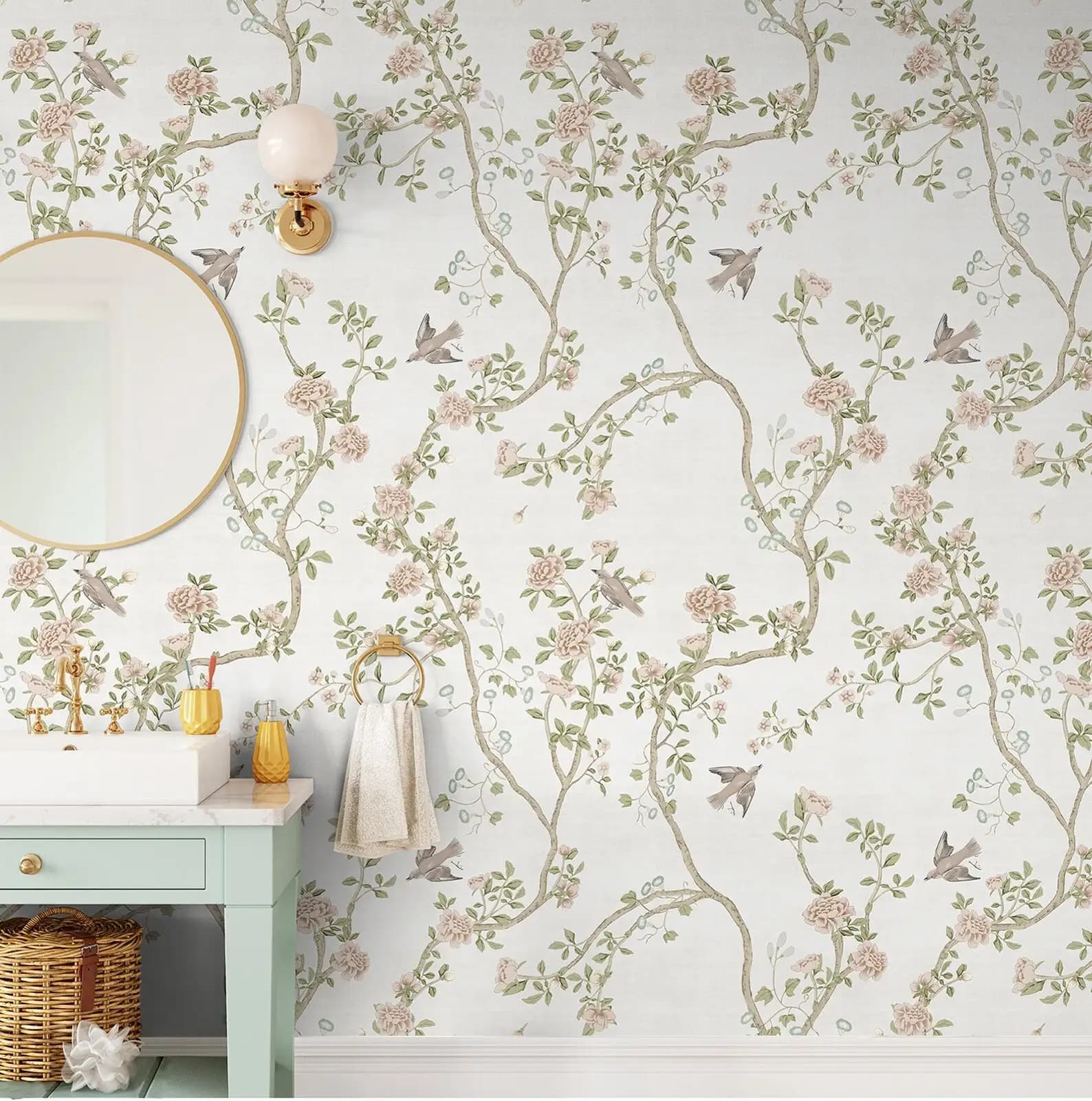 Rouleau de papier peint en rouleau Floral de printemps, papier peint écologique amovible à décoller 