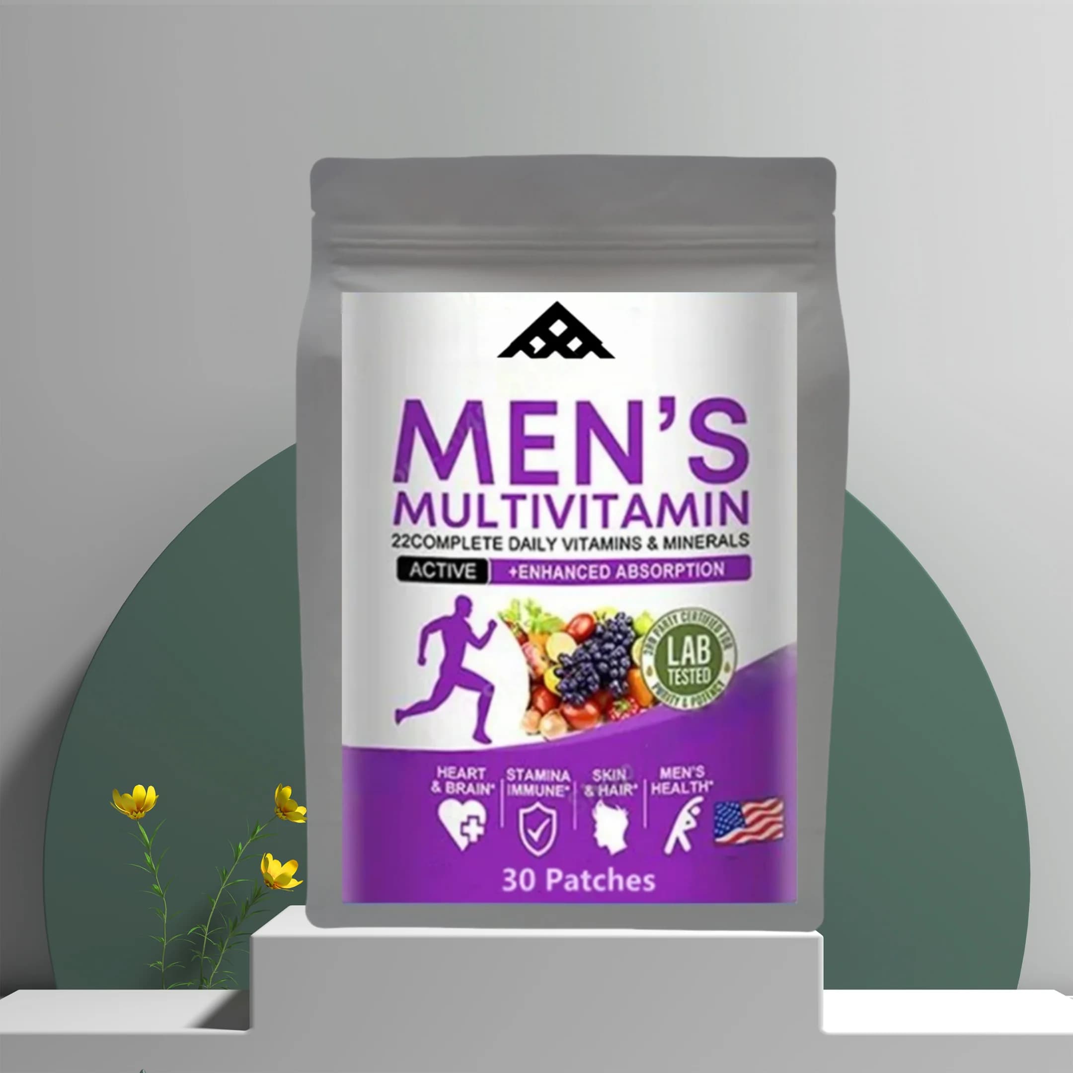 Patchs multivitaminés quotidiens pour hommes – 22 vitamines et minéraux pour l'immunité, l'énergie e