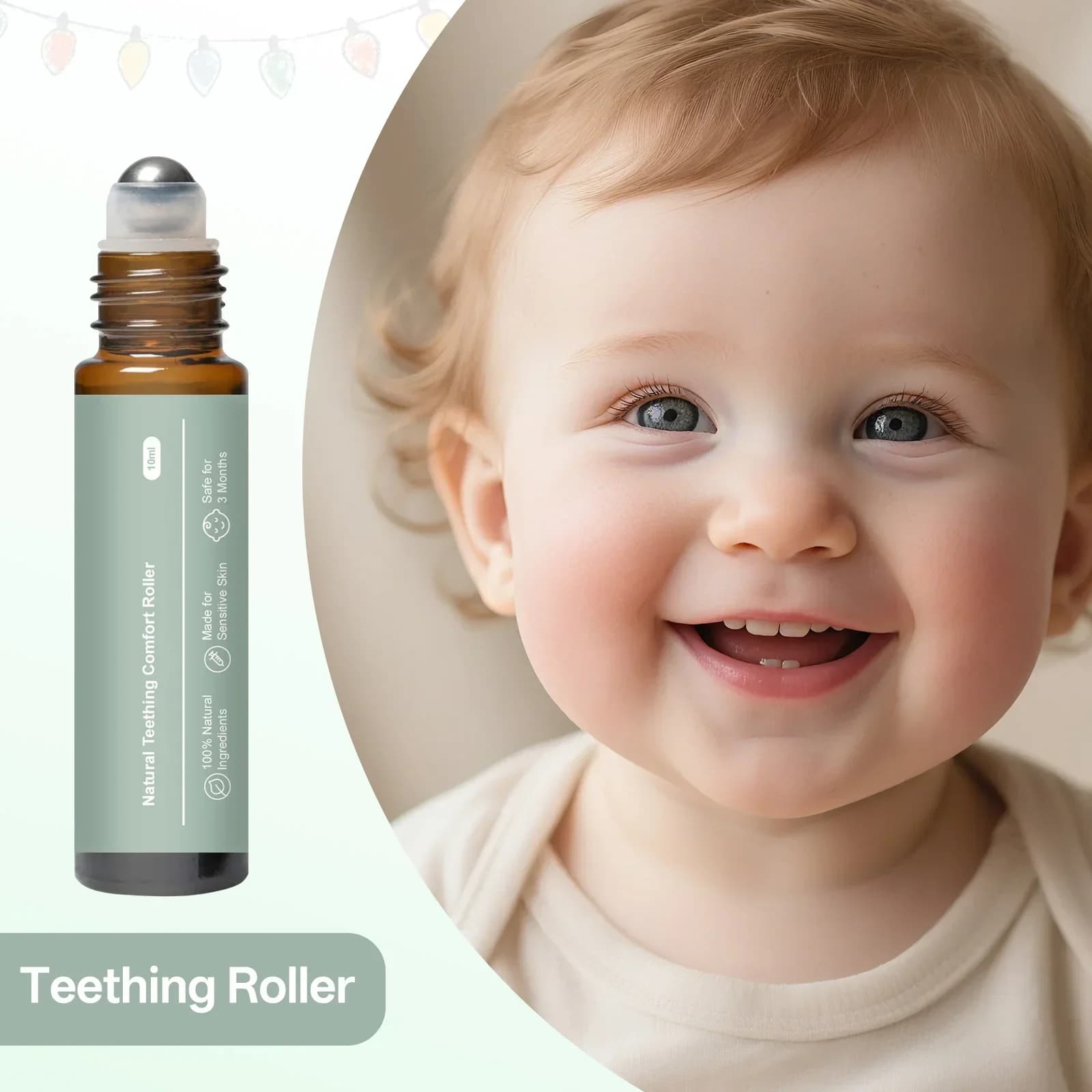 Rouleau de soulagement des gencives pour bébé bio 10 ml - Avec huile d'arbre à thé et vitamine E, ma