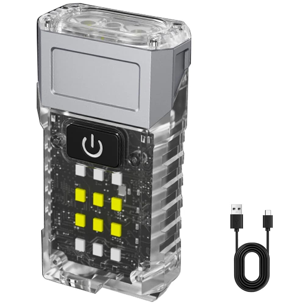 BORUiT 90 ° Lampe de poche fluorescente LED rotative, lumière UV 800LM, lampe de travail Rechargeabl