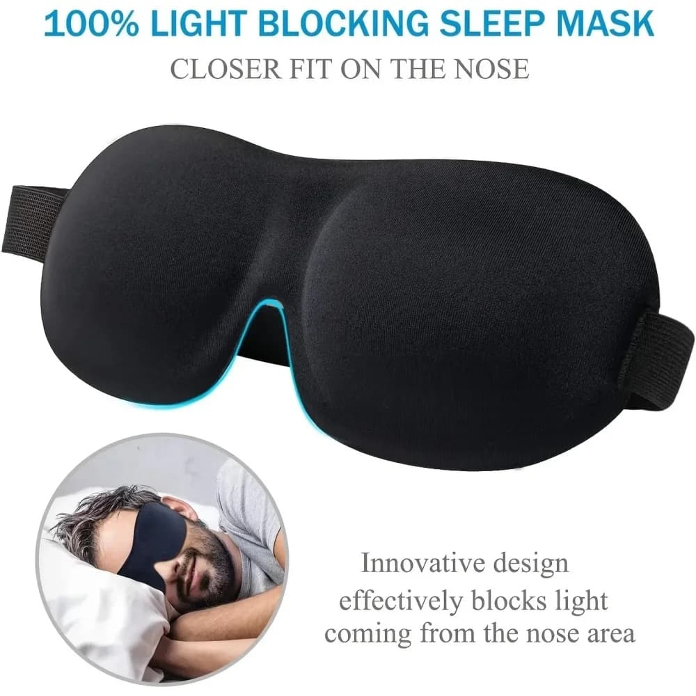Masque de sommeil 3D en mousse à mémoire de forme souple, cache-yeux occultant la lumière pour le so