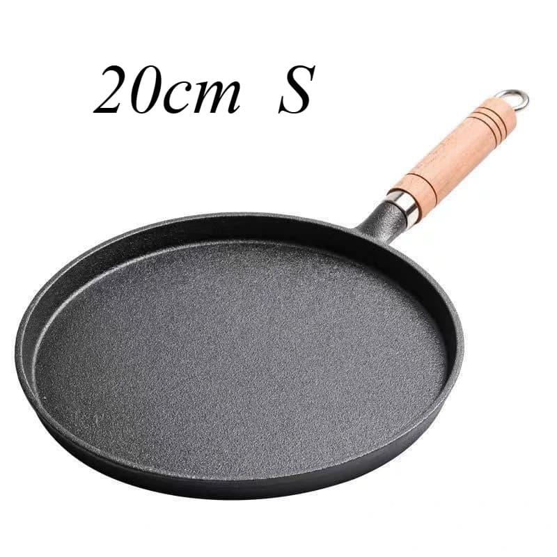 Poêle à frire en fonte non revêtue, plaque multi-usages antiadhésive pour crêpes, Pizza, poêle, outi