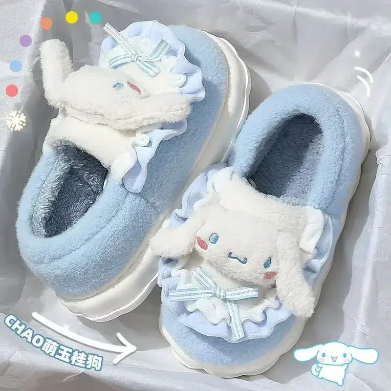 Cannelle chien Kuromi talon tout compris chaud coton pantoufles antidérapantes hiver mignon dessin a