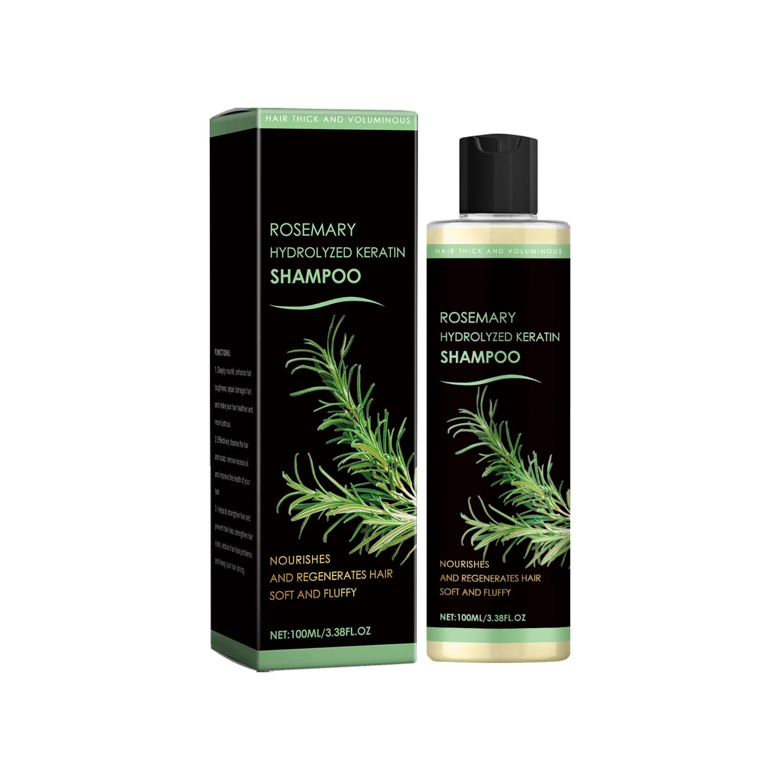 Shampoing à l'huile de romarin pour la croissance des cheveux, prévient la perte de cheveux, volumat