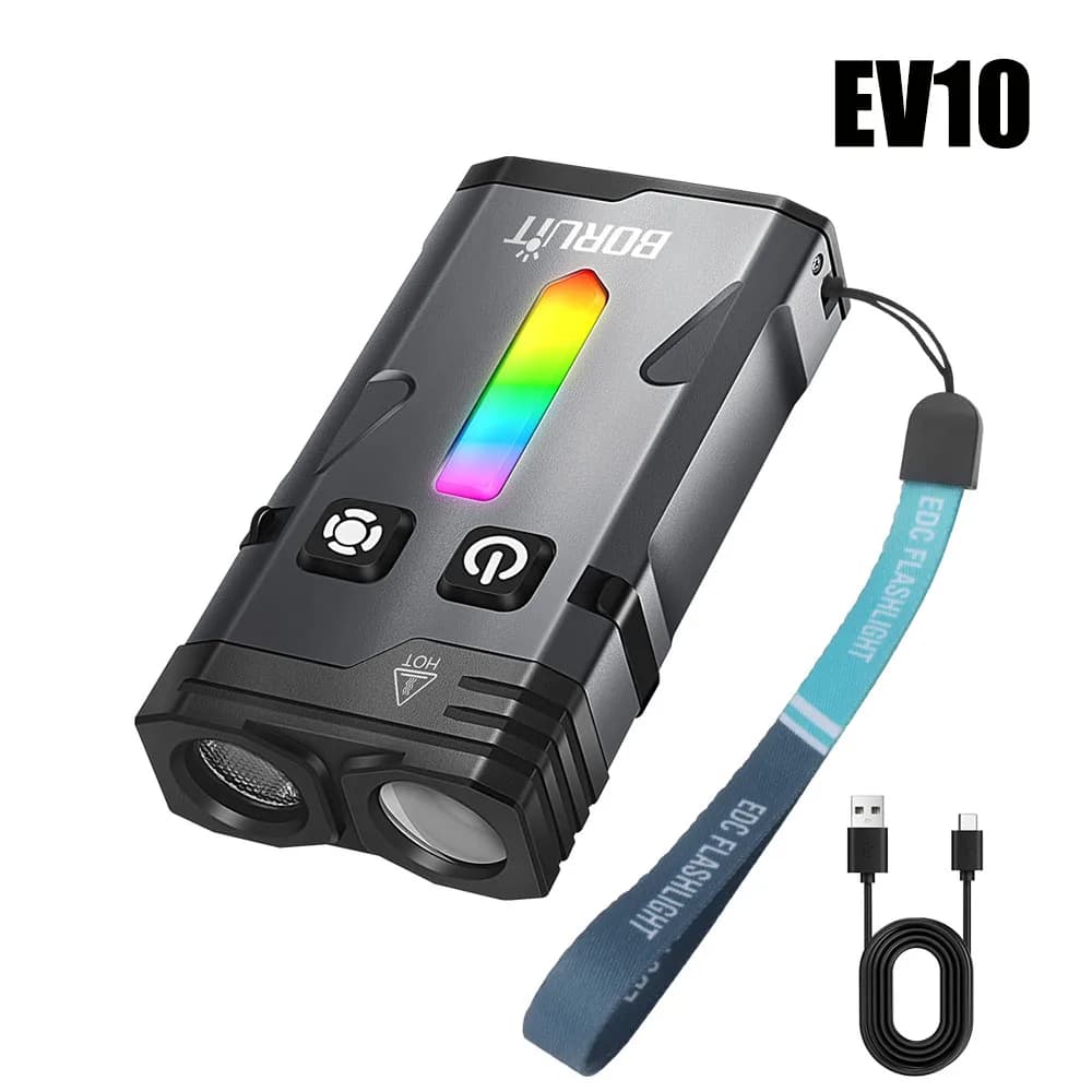 BORUiT EV20 UV LED porte-clés lampe de poche type-c lampe de travail magnétique Rechargeable avec pi