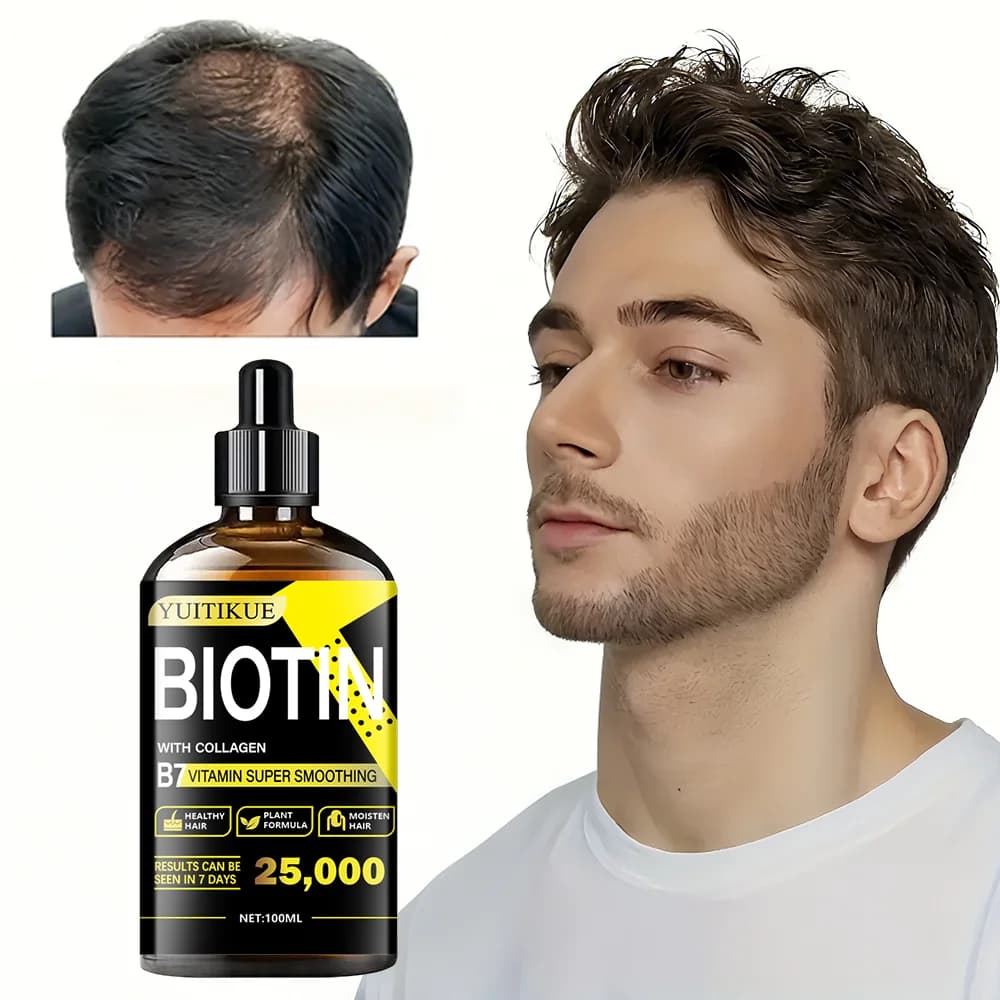 Huile de soin au collagène biotine 100 ml - Riche en vitamine B7, formule saine à base de plantes, a