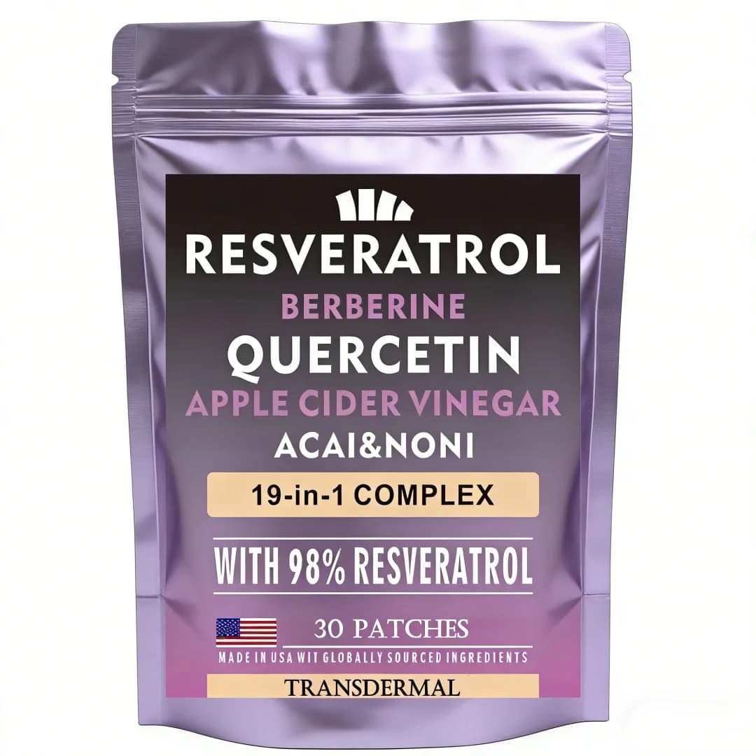 Patchs Transdermiques au Resvératrol avec Quercétine, Berbérine et Chardon-Marie Anti-âge - 30 Patch