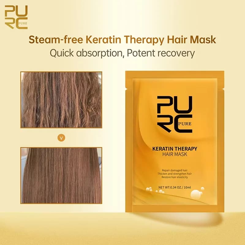 Masque capillaire à l'huile d'argan PURC, réparation des cheveux abîmés, masques anti-frisottis, soi