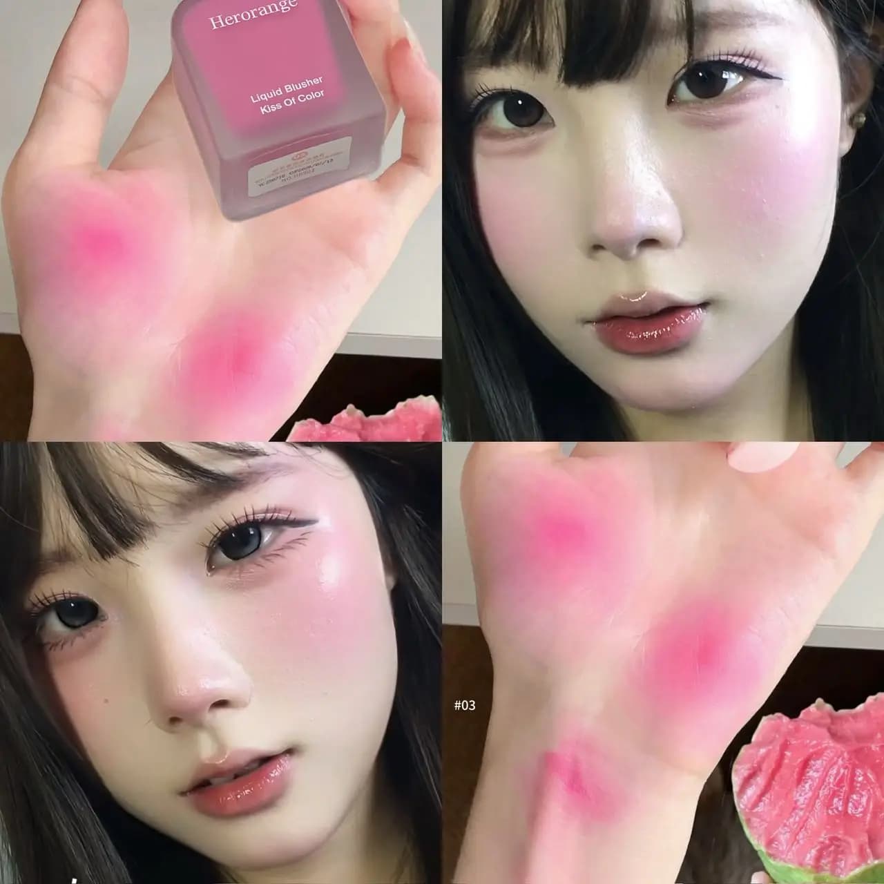 Herorange Blush Liquide Hydratant Léger, Application Fluide, Fini Naturel, Longue Tenue, Convient à 
