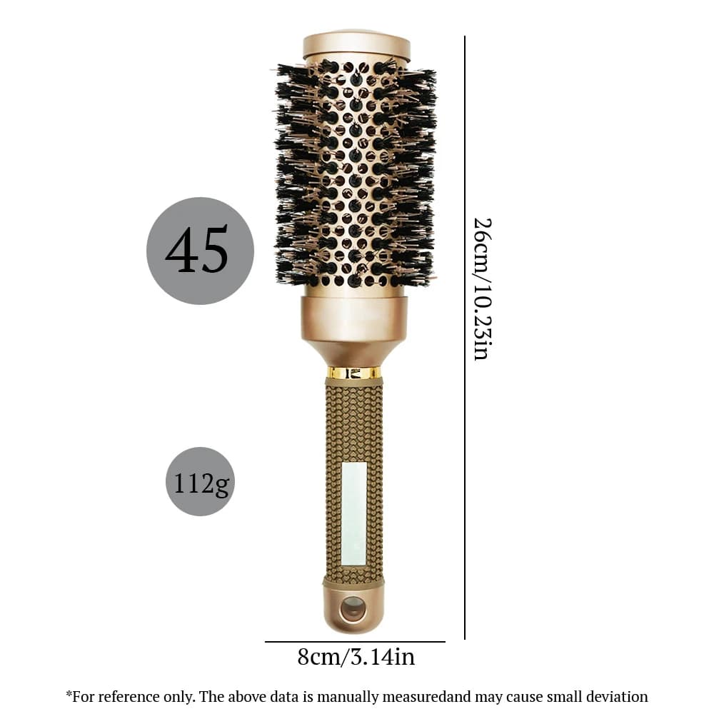 Brosse à cheveux ronde en aluminium, antistatique, pour boucler les cheveux, brosse ronde profession