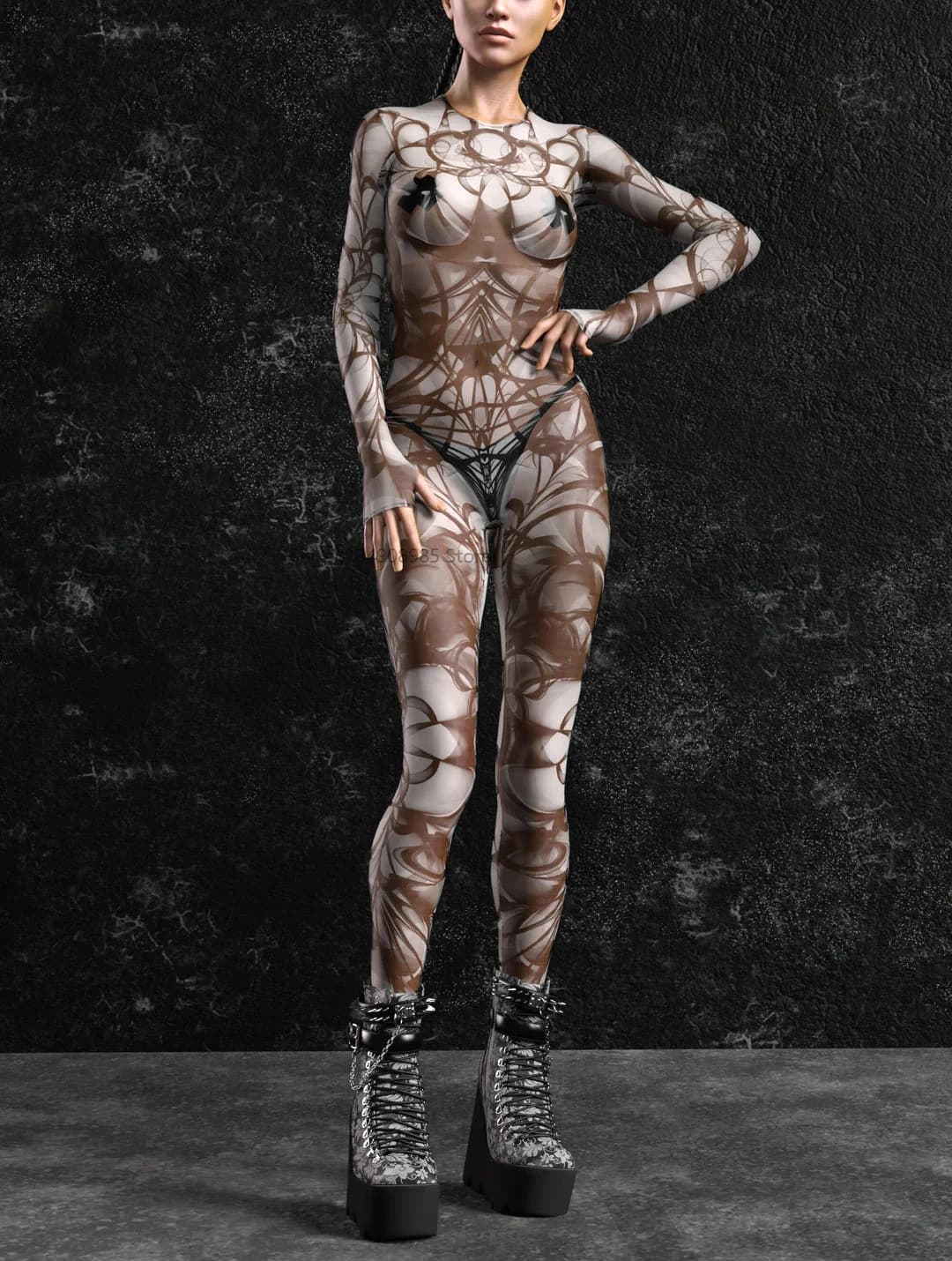 Costume en maille Spectre, combinaison de vacances colorée, imprimé en 3D, body de fête unisexe, Cos