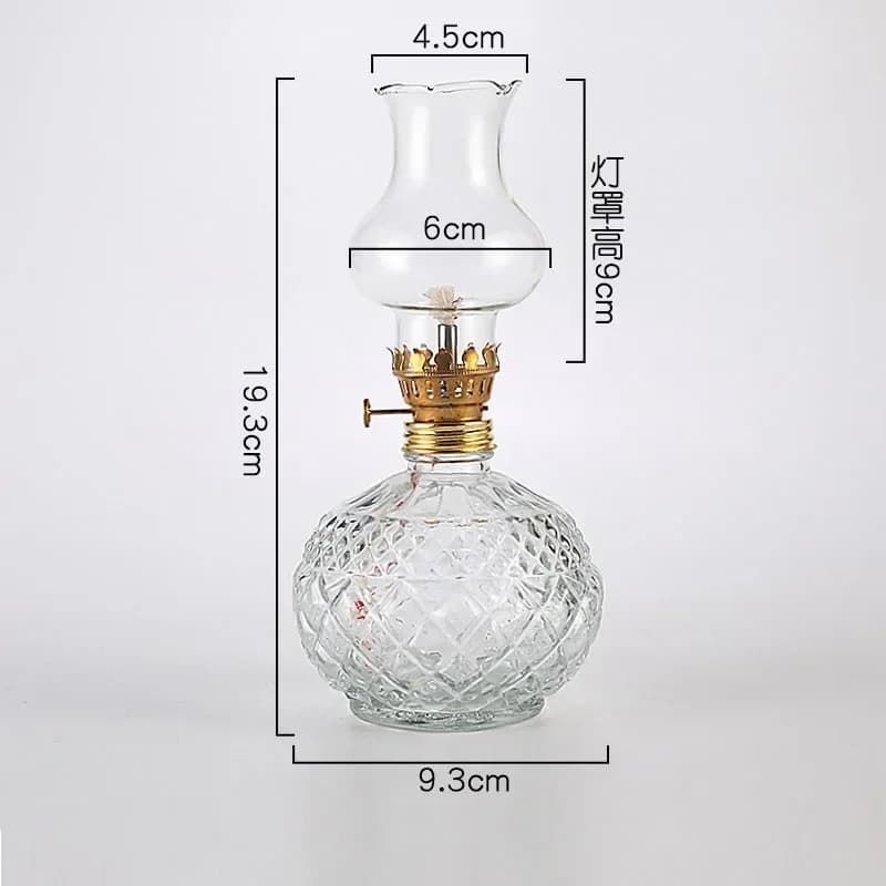 Grande lampe à huile rustique lampe à kérosène en verre Vintage lampes à huile anciennes pour usage 
