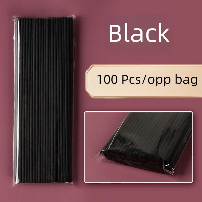 Bâtons de diffuseur d'aromathérapie épais en Fiber noire, recharge de parfum, 3mm x 20cm, 100 pièces