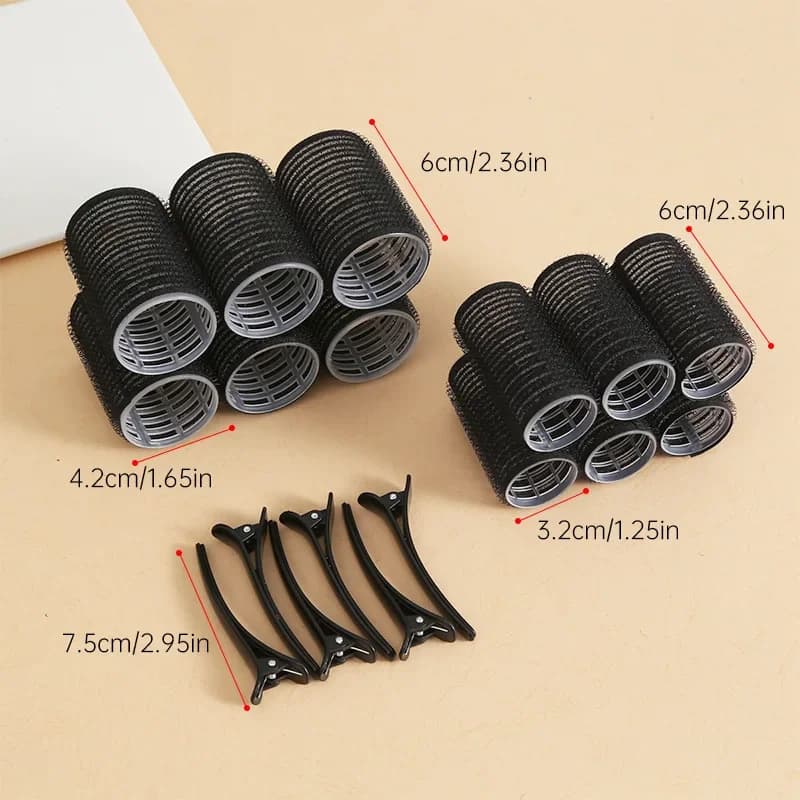 Lot de bigoudis auto-agrippants pour cheveux, 12 pièces, sans chaleur, avec 6/12 pinces, outils de c