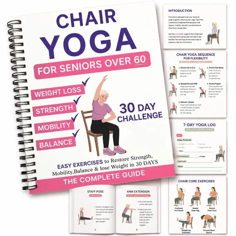 Guide de yoga en position assise sur chaise de 30 jours, livre de fitness doux pour personnes âgées 