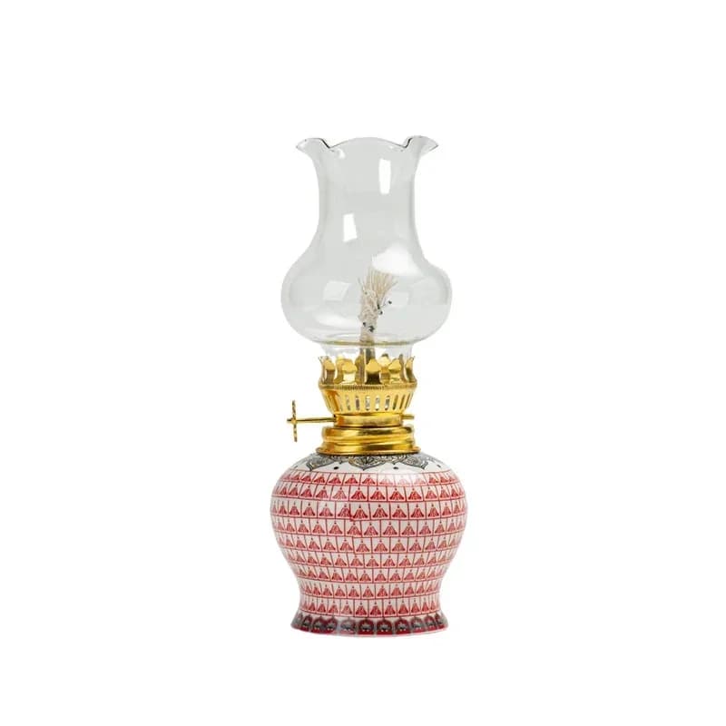 Lampe à huile de chambre pour usage intérieur domestique avec mèche et couvercle, lampe décorative à