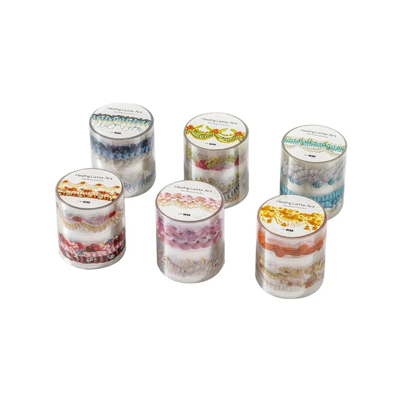 1 rouleau/2 rouleaux de ruban adhésif washi en dentelle crème fraîche de la série Healing Lace, 6 st