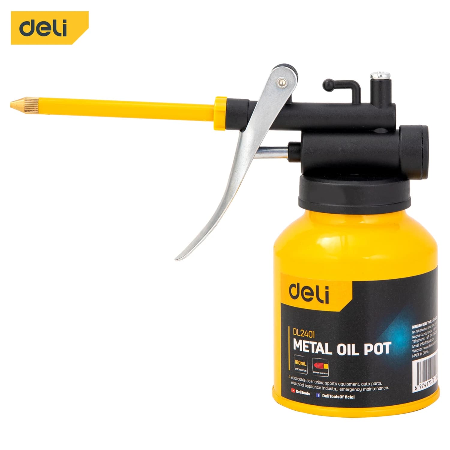 Deli Huile Peut Lubrification Métal Haute Pression Pompe Pistolets À Graisse Voiture Huile Pot Boute