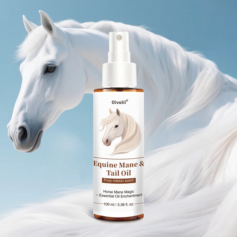 Huile de Soin pour Cheveux de Cheval – Pelage Brillant, Croissance Crinière et Queue, Ingrédients Vé
