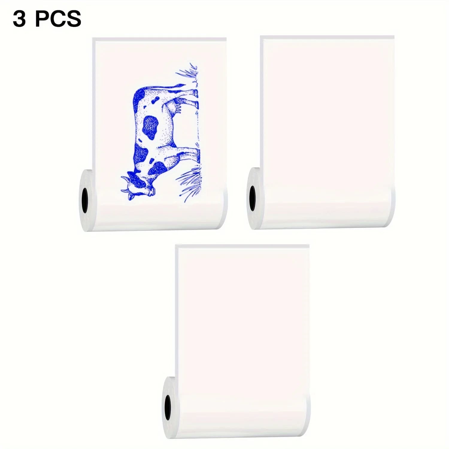 Rouleau de papier autocollant thermique bleu, paquet de 3, imprimable pour photos, bricolage, scrapb