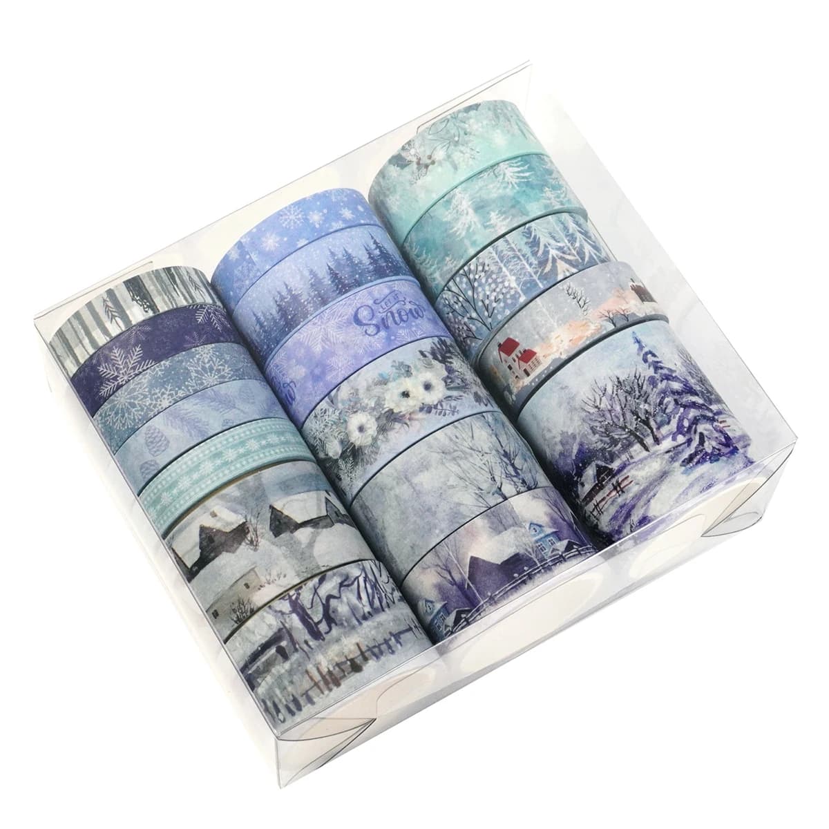 18 rouleaux/boîte, ruban washi scène de neige de noël, adapté au journal de bricolage, décoration de