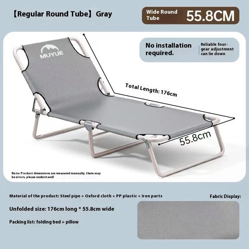 Lit pliant lit simple maison bureau Simple lit de camp de sieste en plein air chaise inclinable mult