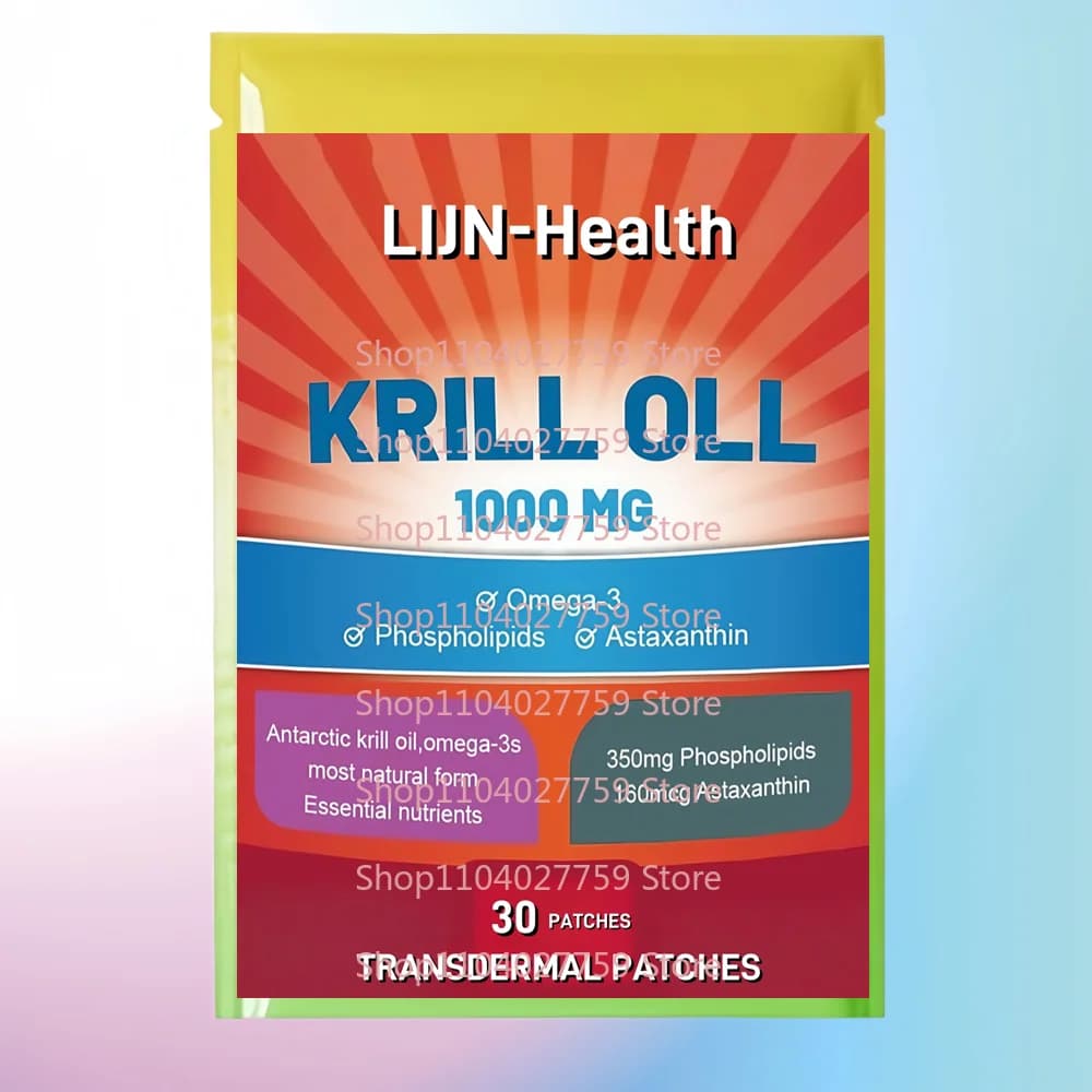 30 Patchs Transdermiques à l'Huile de Krill avec Oméga 3, EPA, DHA, Phospholipides et Astaxanthine p