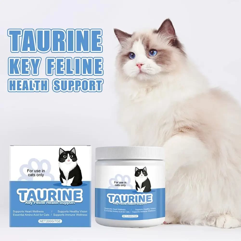 Complément alimentaire en poudre de taurine pour chat, soutien de la santé des yeux et du cœur, nutr
