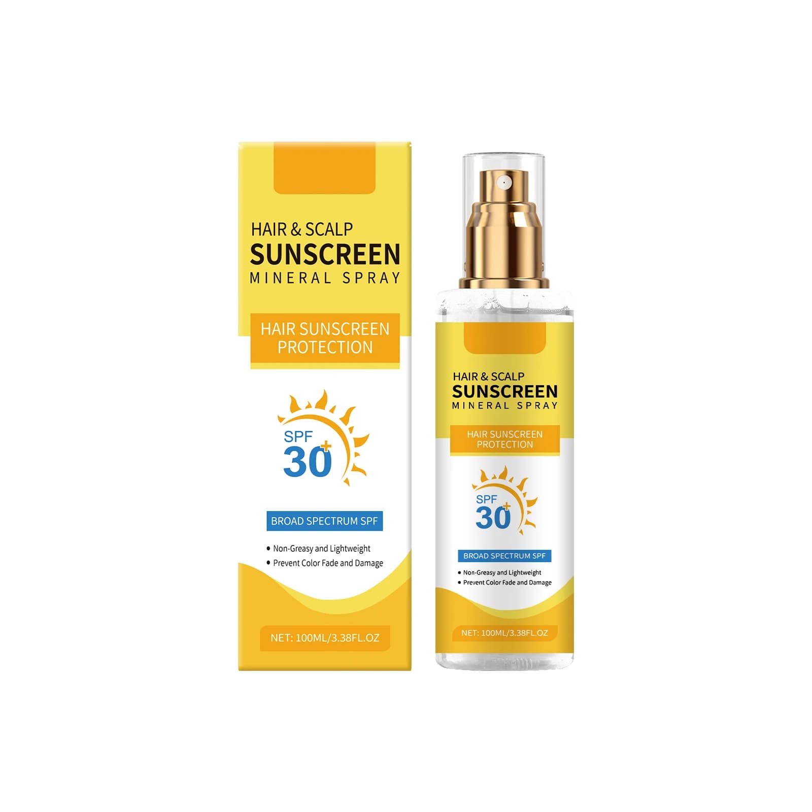 Spray de protection solaire pour cuir chevelu, racine de gingembre, SPF30, réduit les dommages causé