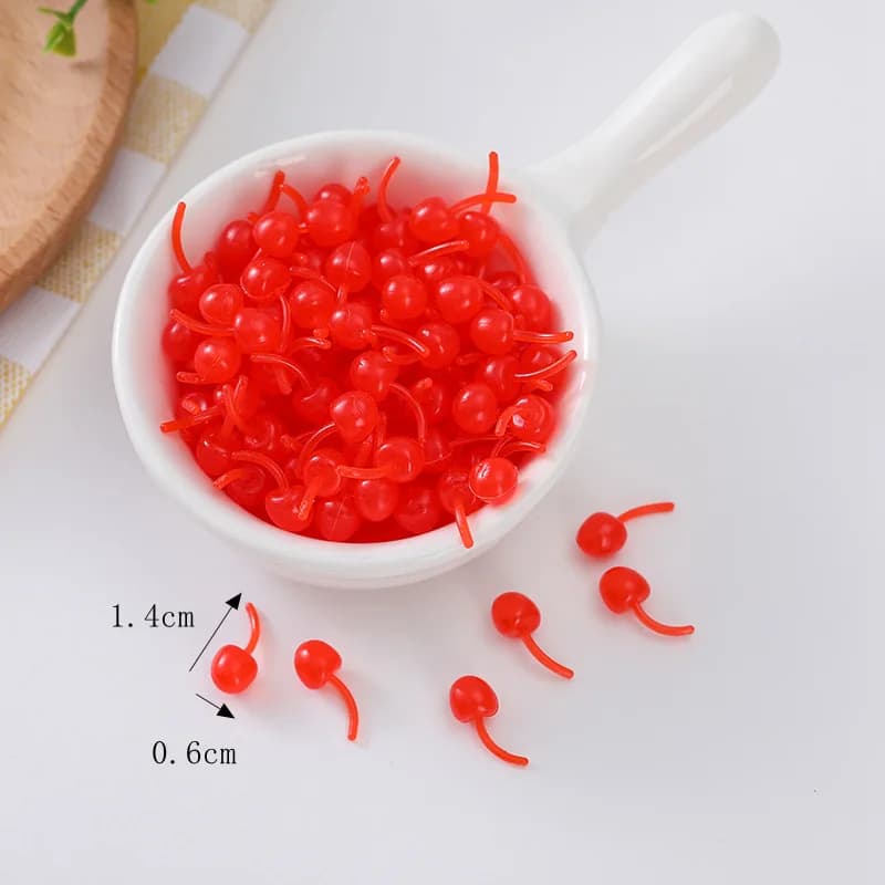 100 pièces/lot bricolage Simulation cerise Miniature fruits décoratifs pour Dollhuose accessoires cu