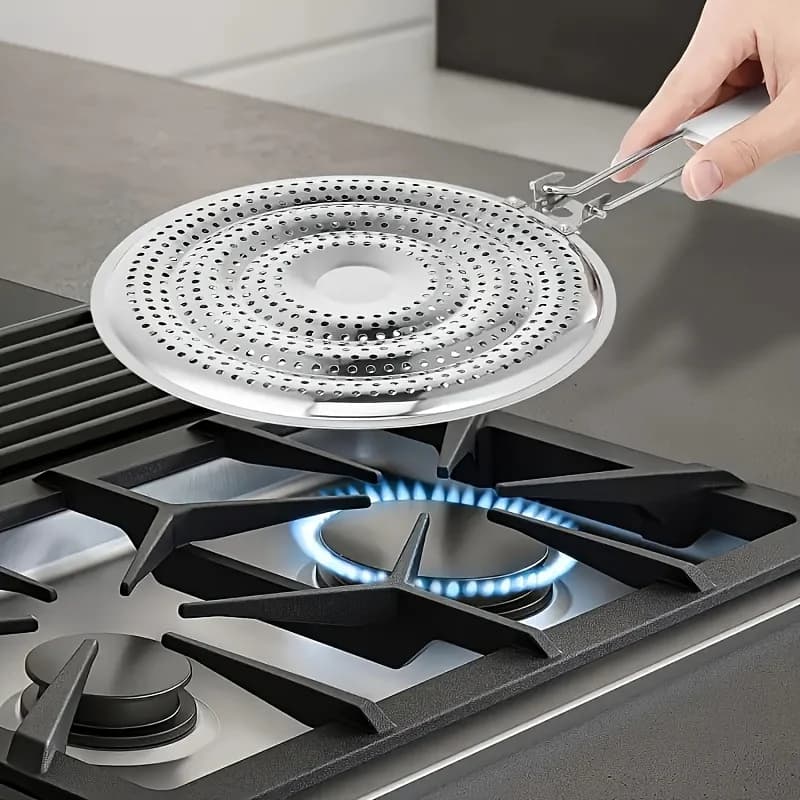 1 pièce Plaque de Diffusion de Chaleur Double Épaisseur en Acier Inoxydable pour Cuisinières à Gaz, 