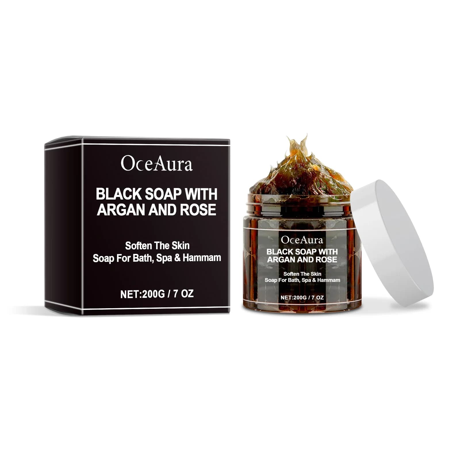 Savon Nettoyant Noir Exfoliant Corporel Purifiant Anti-Points Noirs Contrôle du Sébum Éclaircissant 