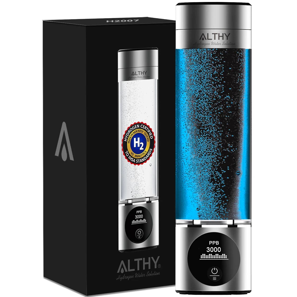 Bouteille générateur d'eau d'hydrogène ALTHY Performance DuPont SPE + PEM double chambre + PPB & aff