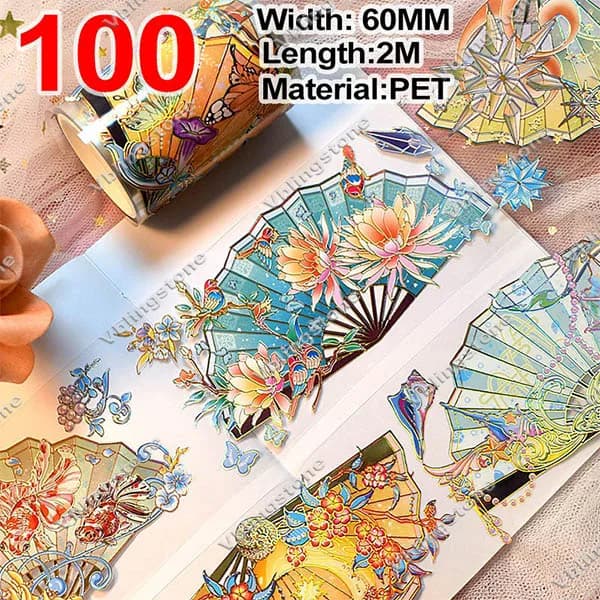 Autocollants de masquage de fleurs Washi en l'horloge, étiquettes décoratives, licence de journal in