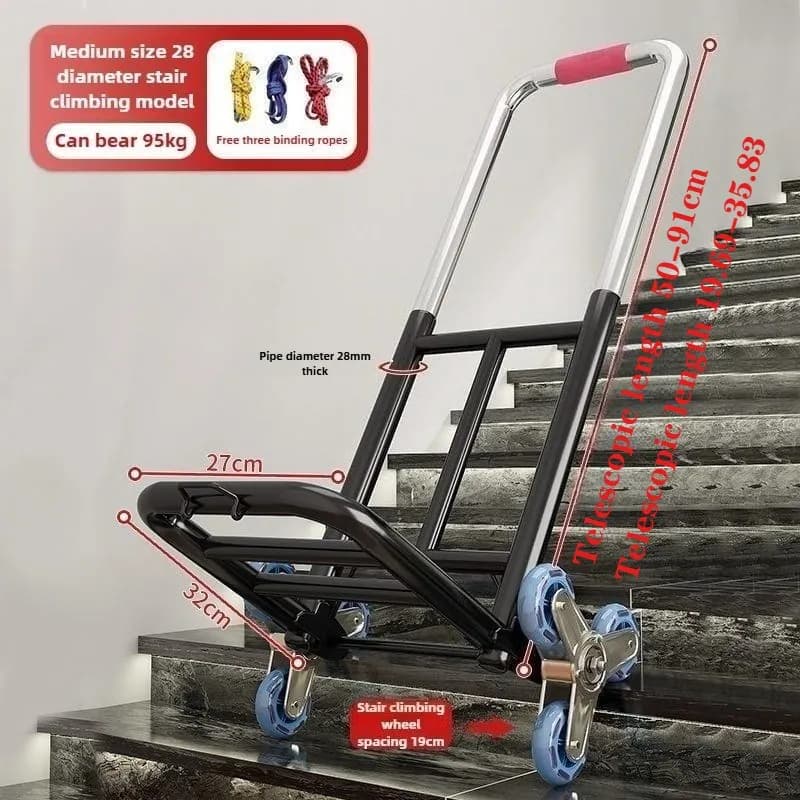Chariot d'escalade d'escalier pliant à 3 roues, chariot à main robuste avec roues tout-Terrain, idéa