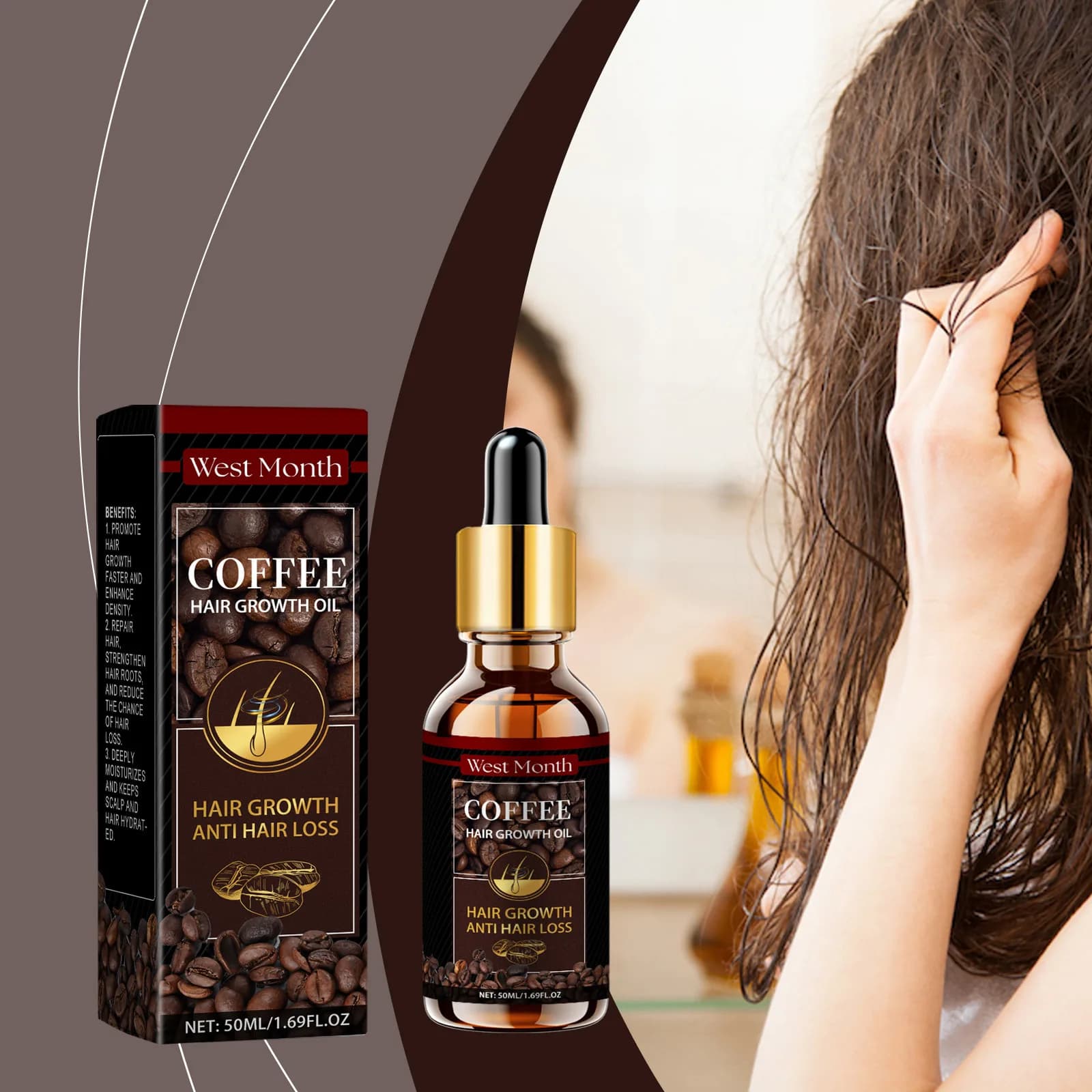 Les huiles essentielles pour les soins capillaires hydratent et réparent les cheveux secs et crépus,