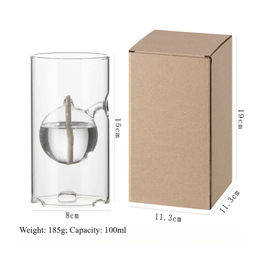 Lampe à huile romantique en verre, créative, transparente, coupe-vent, porte-bougie, lampe rétro pou