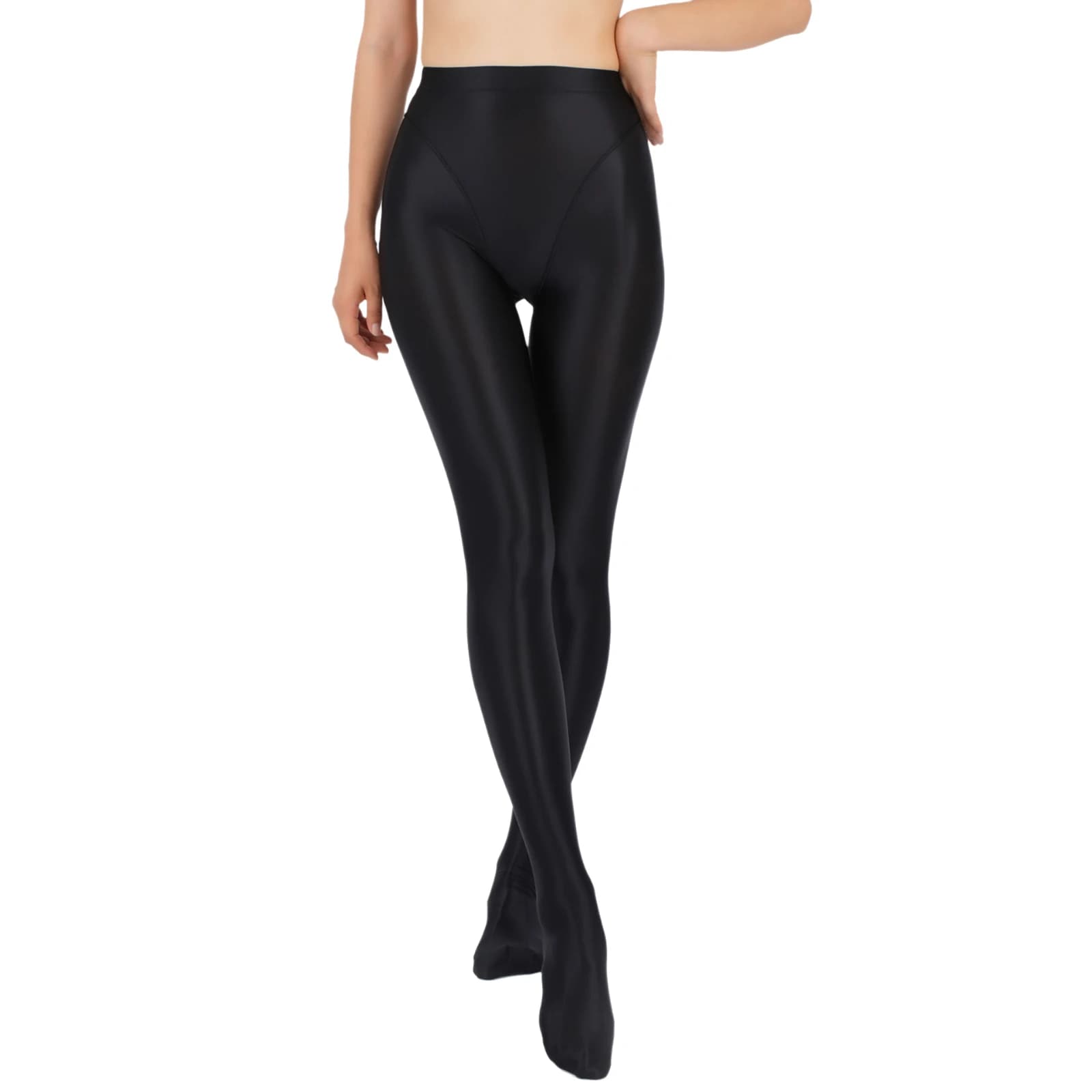 Wetlook-Leggings à Pieds pour Femme, Pantalon Moulant Extensible, Brcorporelle à l'Huile, Ceinture a
