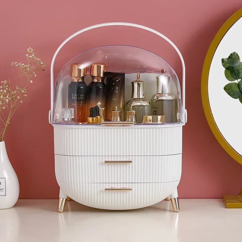 Nouveau bureau anti-poussière organisateur stockage étanche mode peau grande capacité de soins cosmé