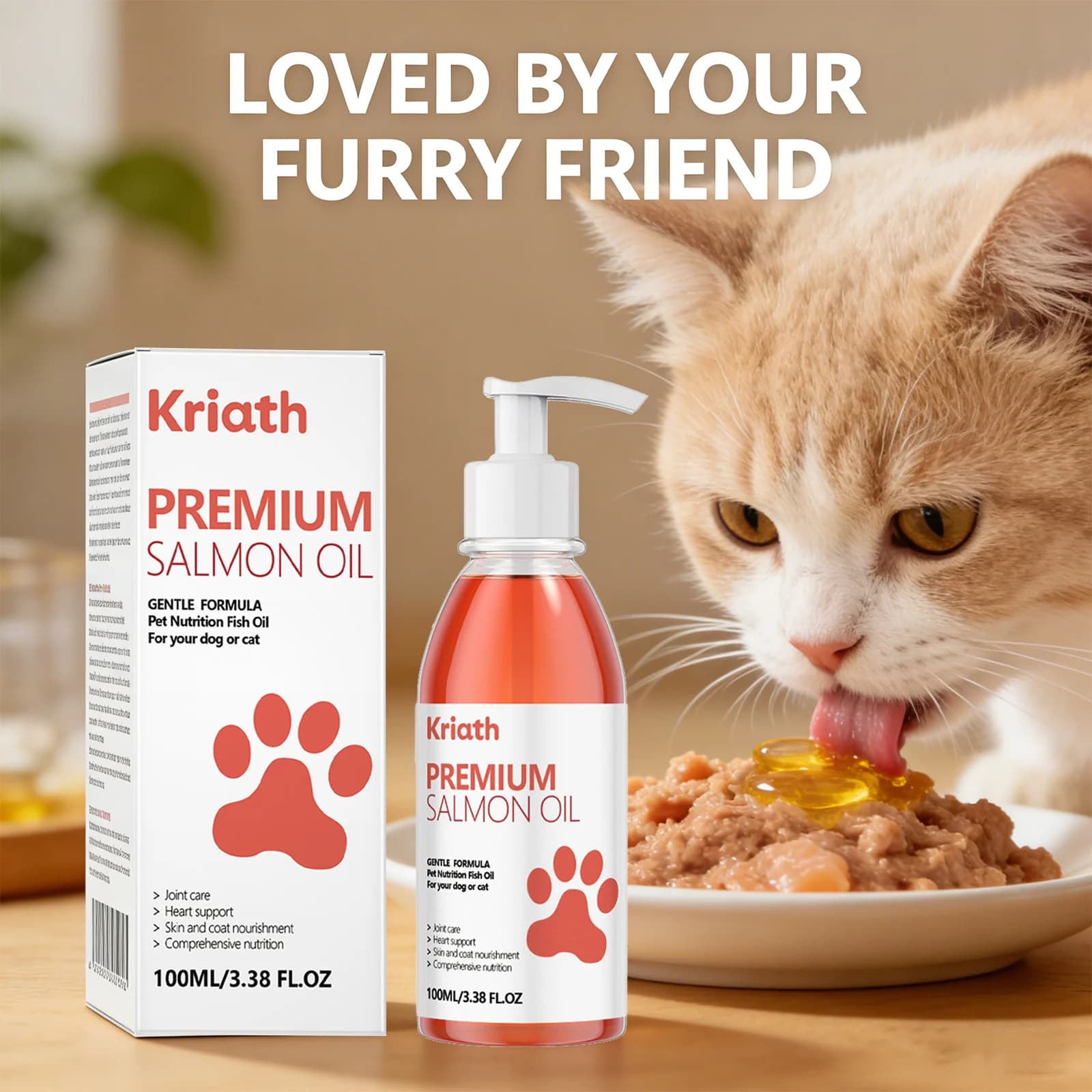 Huile de saumon premium pour chat, nourrissante pour la peau, lisse les poils, protège les articulat
