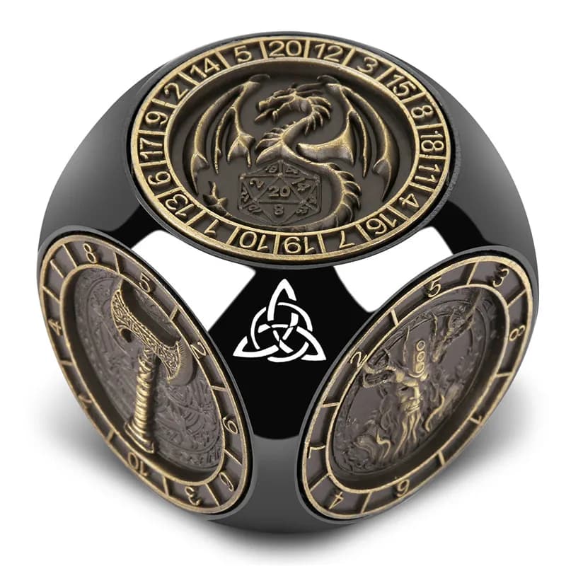 Dés tournants créatifs avec Six motifs différents D4/d6/d8/d10/d12/d20 dés rotatifs en métal 7 en 1 