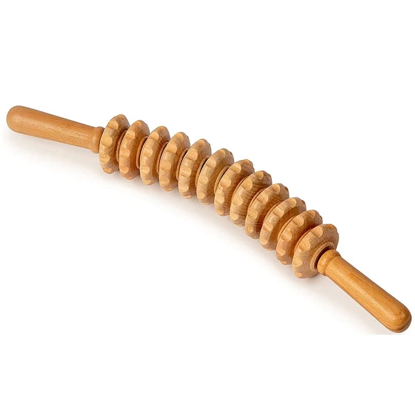 Bâton de Massage à rouleau en bois, outil d'engrenage portatif, outil de roulement à 12 roues, Point